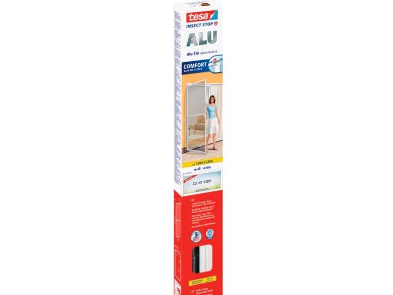 Tesa Fliegengitter Alu Rahmen Comfort Tür Weiß 240 cm x 120 cm