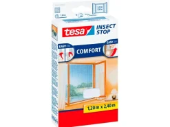 Tesa Fliegengitter Fenster mit Klettband Comfort Weiß 240 cm x 120 cm