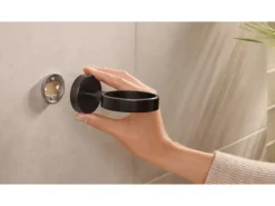 Tesa Moon Black Zahnputzbec. Halter Schwarz Matt Satiniertes Glas + Klebelösung