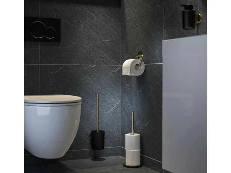 Tiger Tune Toilettenpapierhalter ohne Deckel Messing gebürstet / Schwarz