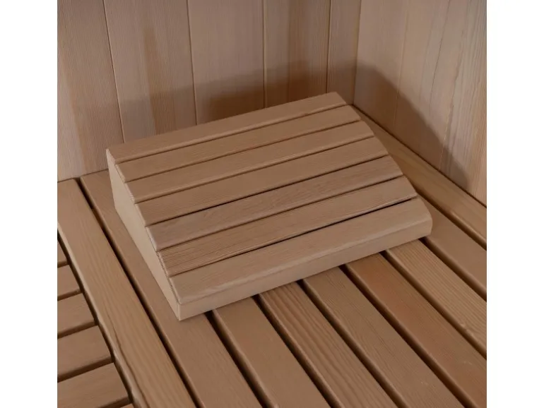 Traditionelle Sauna SKYLINE BIG Tannenholz Natur XL mit Kunststeinwand
