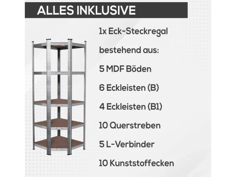 Tronitechnik Schwerlastregal Kellerregal Lagerregal 40 X 40 X 70 X 70 X 180 Cm Stahlgestell Bis 875 Kg 5 Ablagen