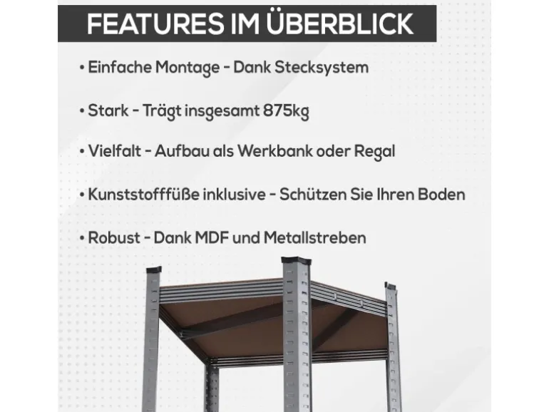Tronitechnik Schwerlastregal Kellerregal Lagerregal 40 X 40 X 70 X 70 X 180 Cm Stahlgestell Bis 875 Kg 5 Ablagen