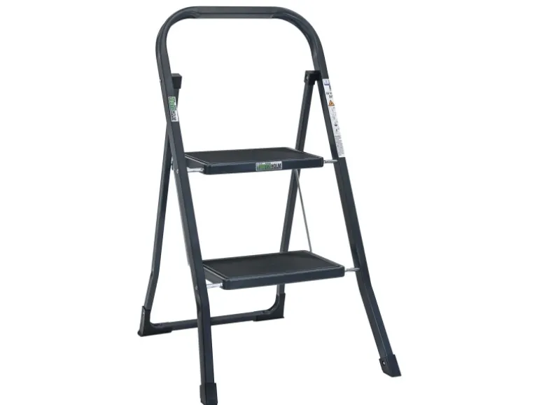 TRUTZHOLM Trittleiter 2 Stufen Klappbar TÜV/GS 150 kg Anti-Rutsch Trittflächen Anthrazit