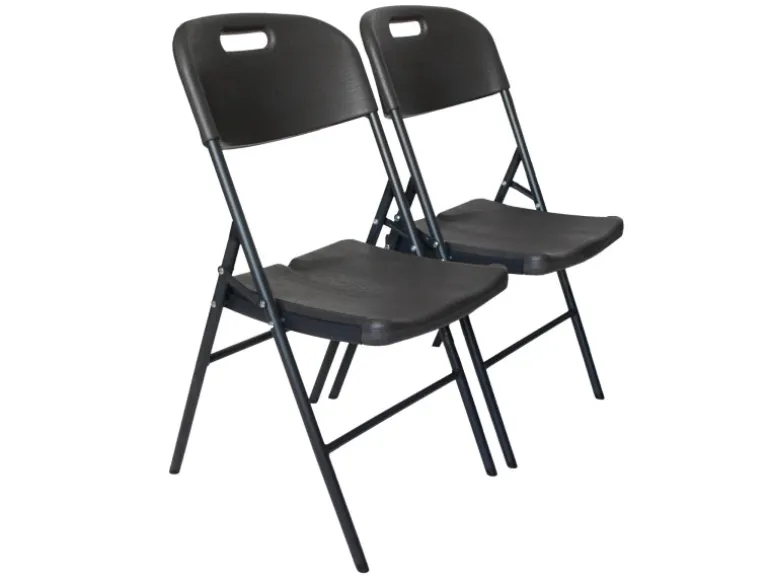 TRUTZHOLM 2x Klappstuhl 150 kg Sitzform Ergonomisch Wetterfest Holzoptik Grau