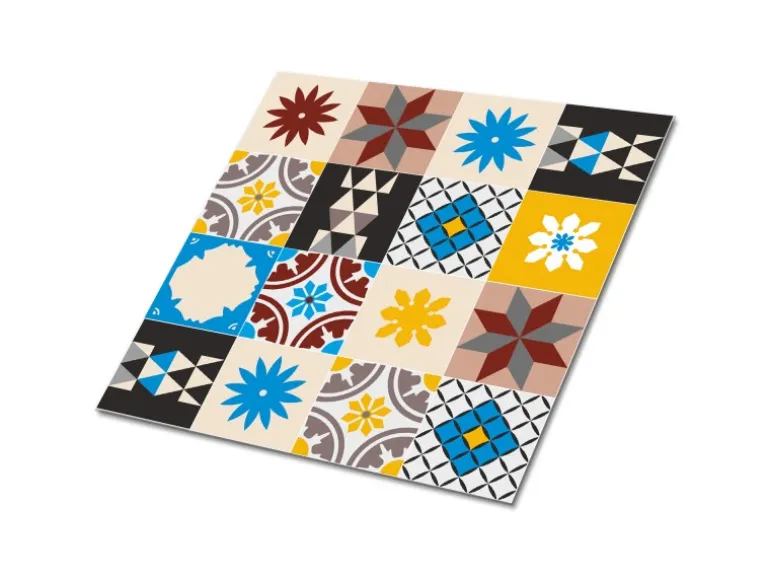 Tulup PVC Fliesen Selbstklebende 30 cm x 30 cm Set von 9 Klassische Klebefliesen Vinyl Bodenfliesen Klebefliesen für Küche Orientalisches Mosaik
