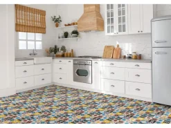 Tulup PVC Fliesen Selbstklebende 30 cm x 30 cm Set von 9 Klassische Klebefliesen Vinyl Bodenfliesen Klebefliesen für Küche Orientalisches Mosaik
