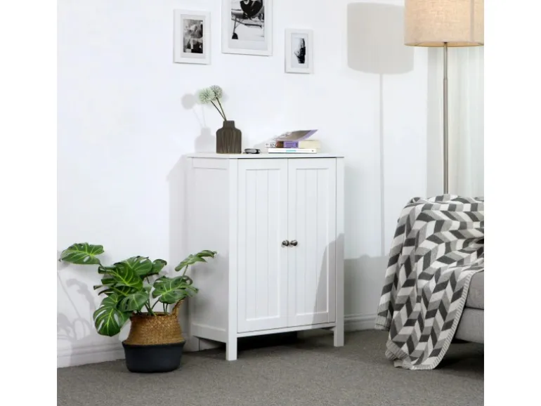 Vasagle Badezimmerschrank mit 2 Türen 30 cm x 60 cm x 80 cm Weiß