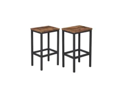 Vasagle Barhocker 2er Set 40 cm x 30 cm x 65 cm Braun-Schwarz