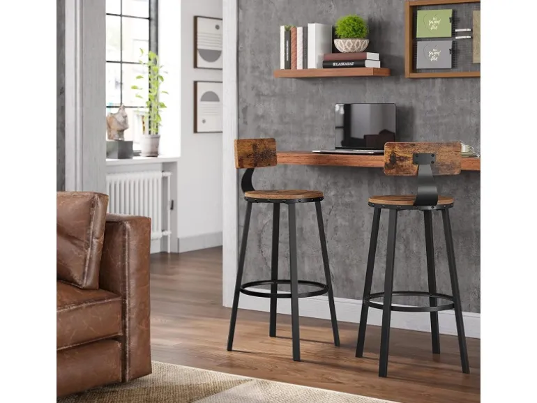 Vasagle Barhocker 2er Set Braun-Schwarz