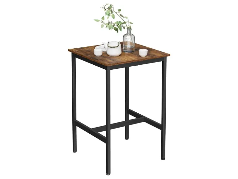 Vasagle Bartisch Quadratisch 60 cm x 60 cm x 92 cm Braun-Schwarz