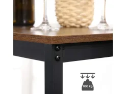 Vasagle Bartisch Quadratisch 60 cm x 60 cm x 92 cm Braun-Schwarz