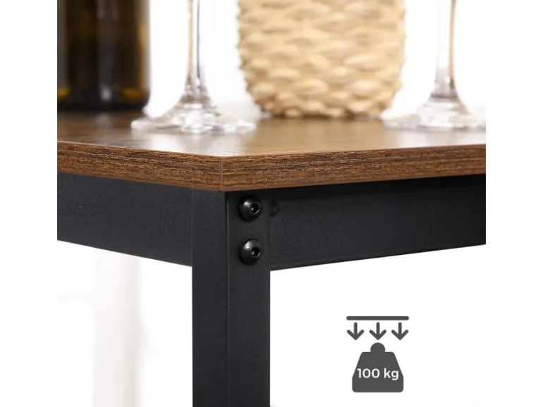 Vasagle Bartisch Quadratisch 60 cm x 60 cm x 92 cm Braun-Schwarz