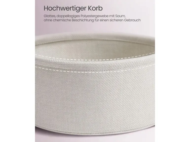 Vasagle Beistelltisch mit Stoff-Korb Ø 45 cm x 51 cm Rosa-Weiß