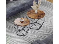 Vasagle Couchtisch 2er Set Tischplatte Abnehmbar Braun-Schwarz