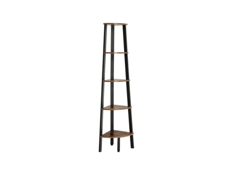 Vasagle Eckregal 5 Ebenen Stahlrahmen 34,2 cm x 34,2 cm x 158,8 cm Braun-Schwarz