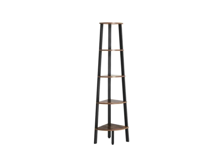 Vasagle Eckregal 5 Ebenen Stahlrahmen 34,2 cm x 34,2 cm x 158,8 cm Braun-Schwarz