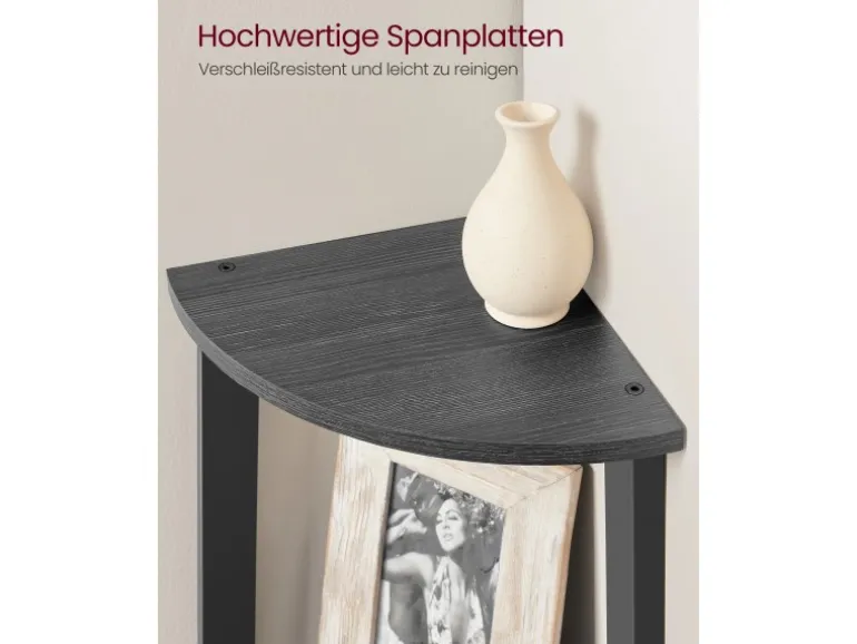 Vasagle Eckregal 4 Ebenen 33,4 cm x 33,4 cm x 124,5 Grau-Schwarz