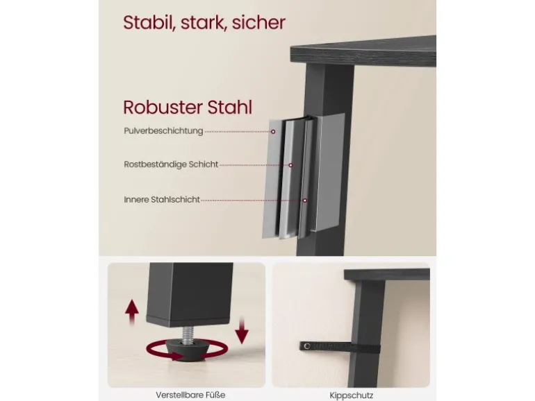 Vasagle Eckregal 4 Ebenen 33,4 cm x 33,4 cm x 124,5 Grau-Schwarz