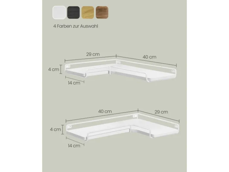 Vasagle Eckregal 2er Set L-förmig 29 cm x 40 cm Weiß