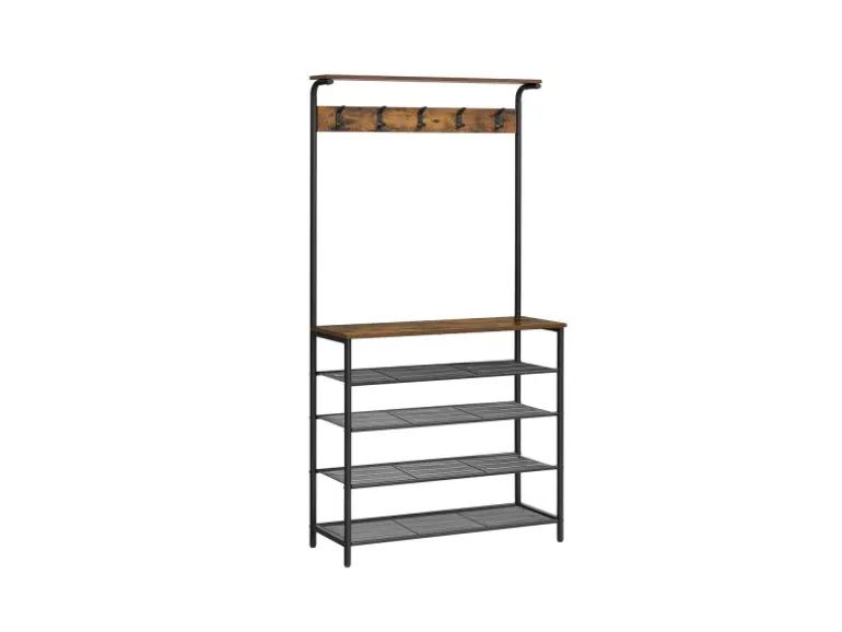 Vasagle Garderobenständer 5 Ebenen 32,2 cm x 80 cm x 182 cm Braun-Schwarz