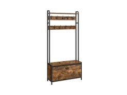Vasagle Garderobenständer mit Sitzbank 30 cm x 85 cm x 180 cm Braun-Schwarz