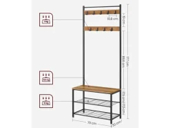 Vasagle Garderobenständer 32 cm x 70 cm x 177 cm Braun-Schwarz