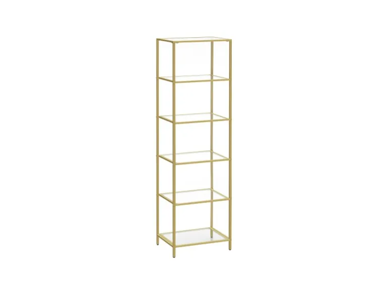 Vasagle Glasregal 6 Ablagen 30 cm x 40 cm x 177,3 cm Gold