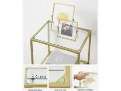 Vasagle Glasregal 6 Ablagen 30 cm x 40 cm x 177,3 cm Gold