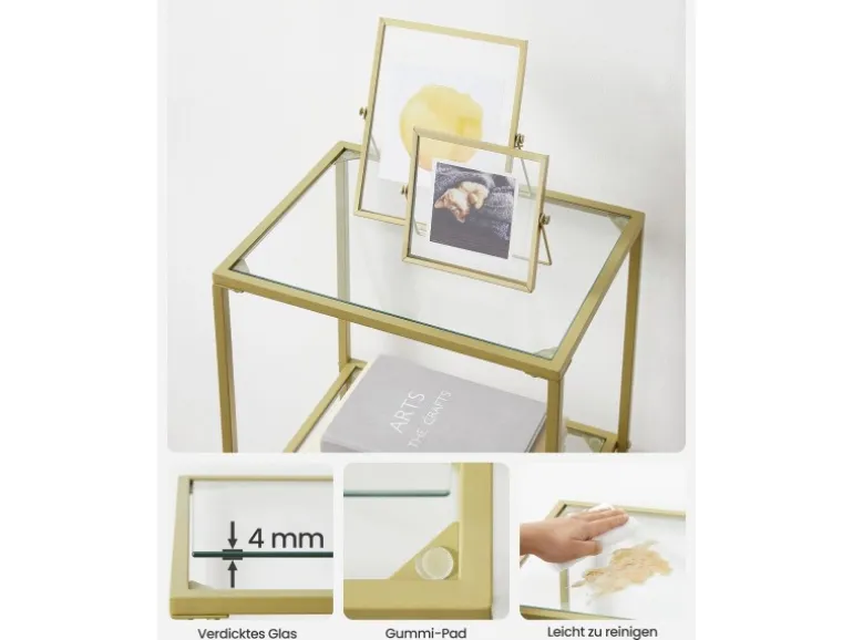 Vasagle Glasregal 6 Ablagen 30 cm x 40 cm x 177,3 cm Gold