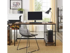 Vasagle Schreibtisch 2 Ablagen 60 cm x 140 cm x 75 cm Braun-Schwarz
