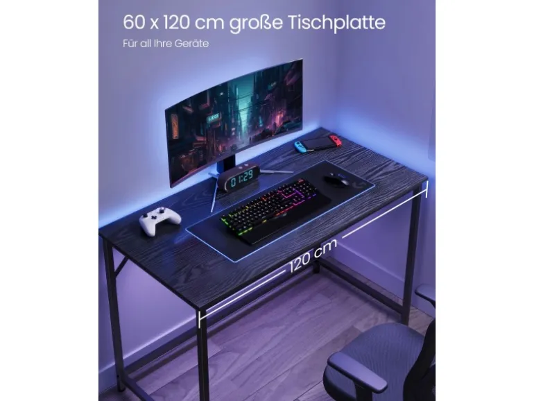 Vasagle Schreibtisch 60 cm x 120 cm x 75 cm Schwarz