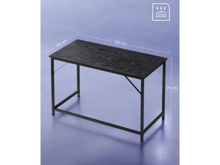 Vasagle Schreibtisch 60 cm x 120 cm x 75 cm Schwarz
