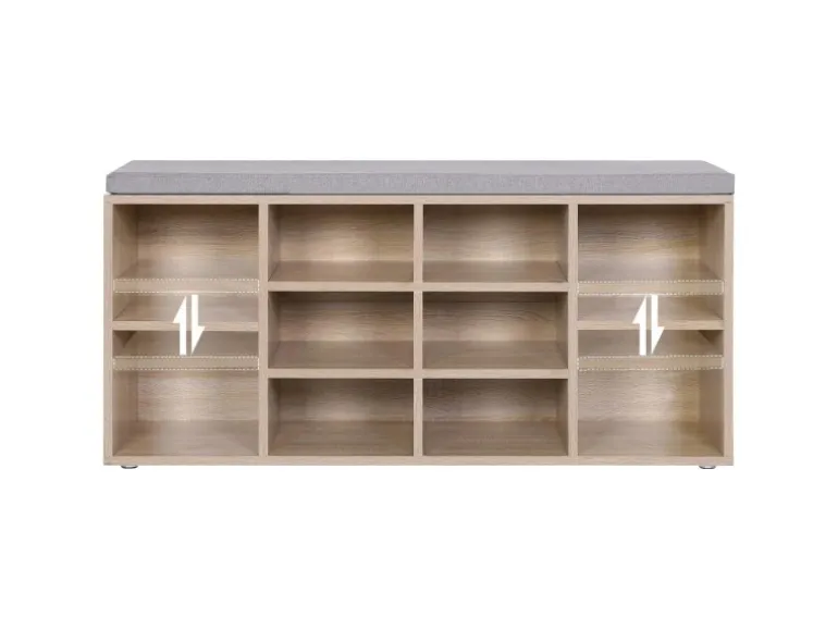 Vasagle Schuhbank 30 cm x 104 cm x 48 cm Eichefarben-Grau