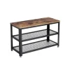 Vasagle Schuhbank mit 2 Gitterablagen 30 cm x 73 cm x 45 cm Braun-Schwarz