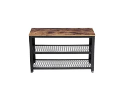 Vasagle Schuhbank mit 2 Gitterablagen 30 cm x 73 cm x 45 cm Braun-Schwarz