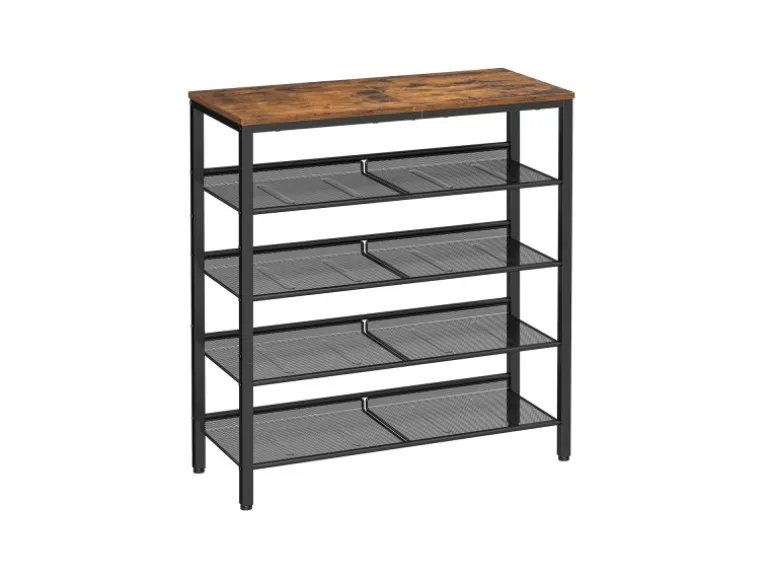 Vasagle Schuhregal 5 Ebenen 30 cm x 93 cm x 75 cm Braun-Schwarz
