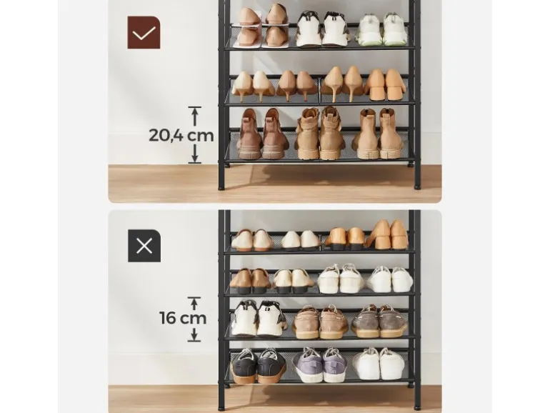 Vasagle Schuhregal 5 Ebenen 30 cm x 93 cm x 75 cm Braun-Schwarz