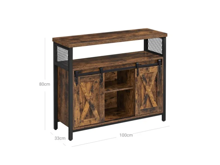Vasagle Sideboard 33 cm x 100 cm x 80 cm Braun-Schwarz