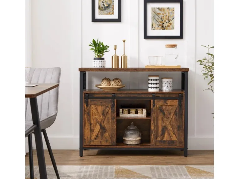 Vasagle Sideboard 33 cm x 100 cm x 80 cm Braun-Schwarz