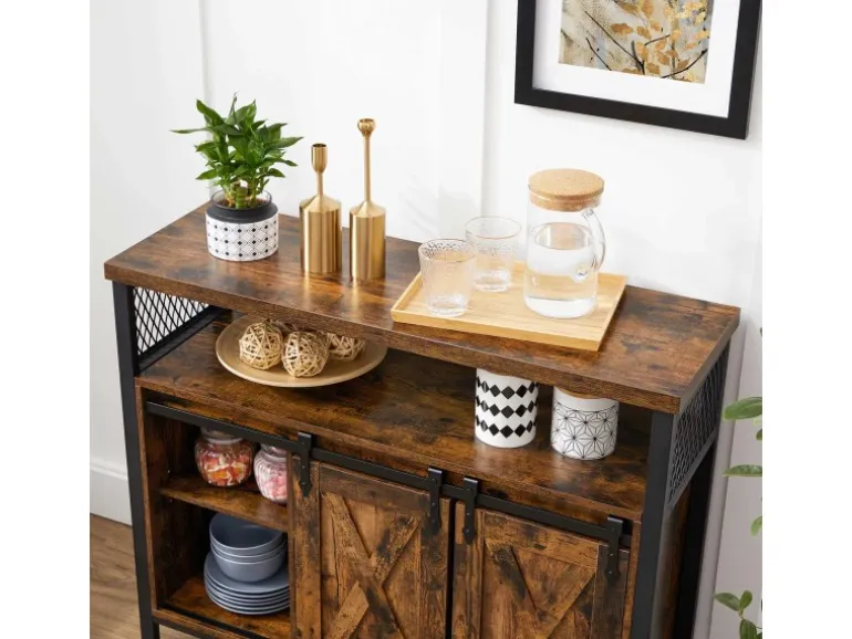 Vasagle Sideboard 33 cm x 100 cm x 80 cm Braun-Schwarz