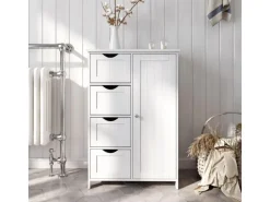 Vasagle Sideboard mit 4 Schubladen 30 cm x 55 cm x 81 cm Weiß