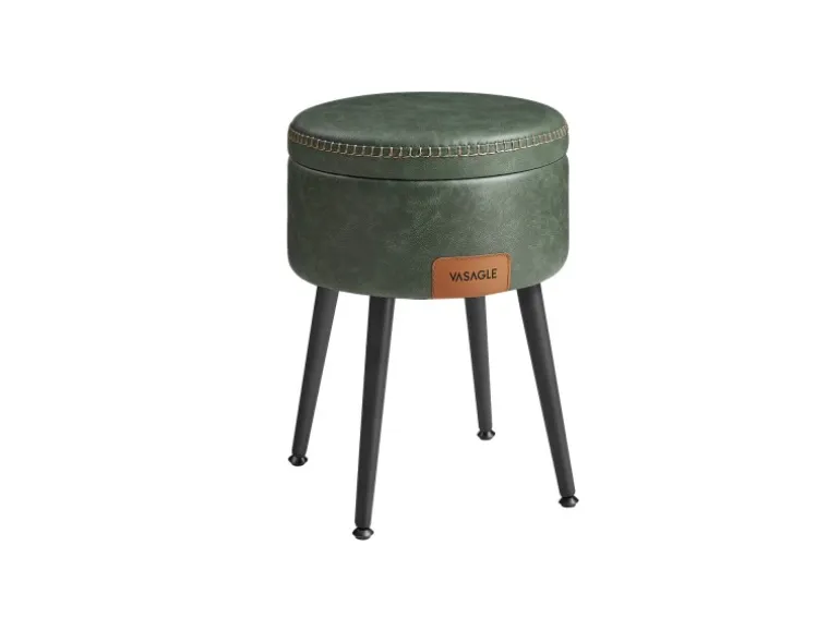 Vasagle Sitzhocker mit Stauraum Ø 32 cm x 44 cm Waldgrün