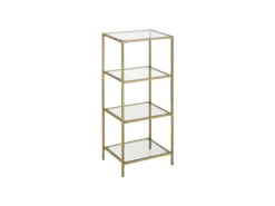 Vasagle Standregal 4 Ablagen Hartglas 30 cm x 40 cm x 95 cm Gold