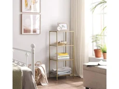 Vasagle Standregal 4 Ablagen Hartglas 30 cm x 40 cm x 95 cm Gold
