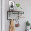 Vasagle Wandgarderobe mit Aufbewahrungsregal 30 cm x 66 cm x 27 cm Braun-Schwarz