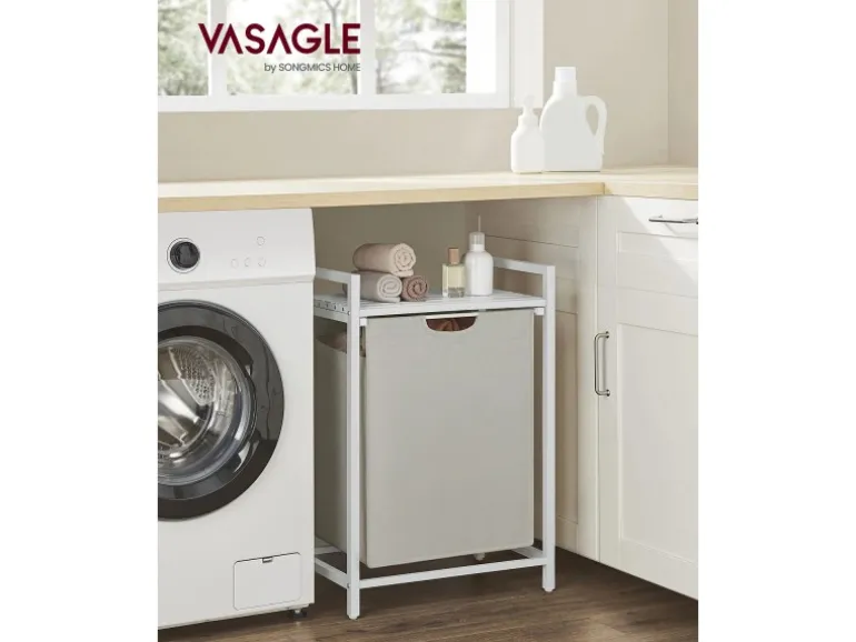 Vasagle Wäschesammler 50 cm x 33 cm x 72 cm Weiß