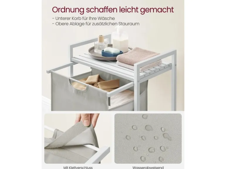 Vasagle Wäschesammler 50 cm x 33 cm x 72 cm Weiß