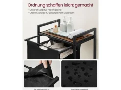 Vasagle Wäschesammler mit Ablage 50 cm x 33 cm x 72 cm Braun-Schwarz
