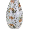Vase Flora mit Blumenmuster Ø 15 cm x 28 cm Weiß